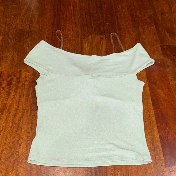 Live in the Moment Light Green Off-Shoulder Women's Top - Picture 5 of 5